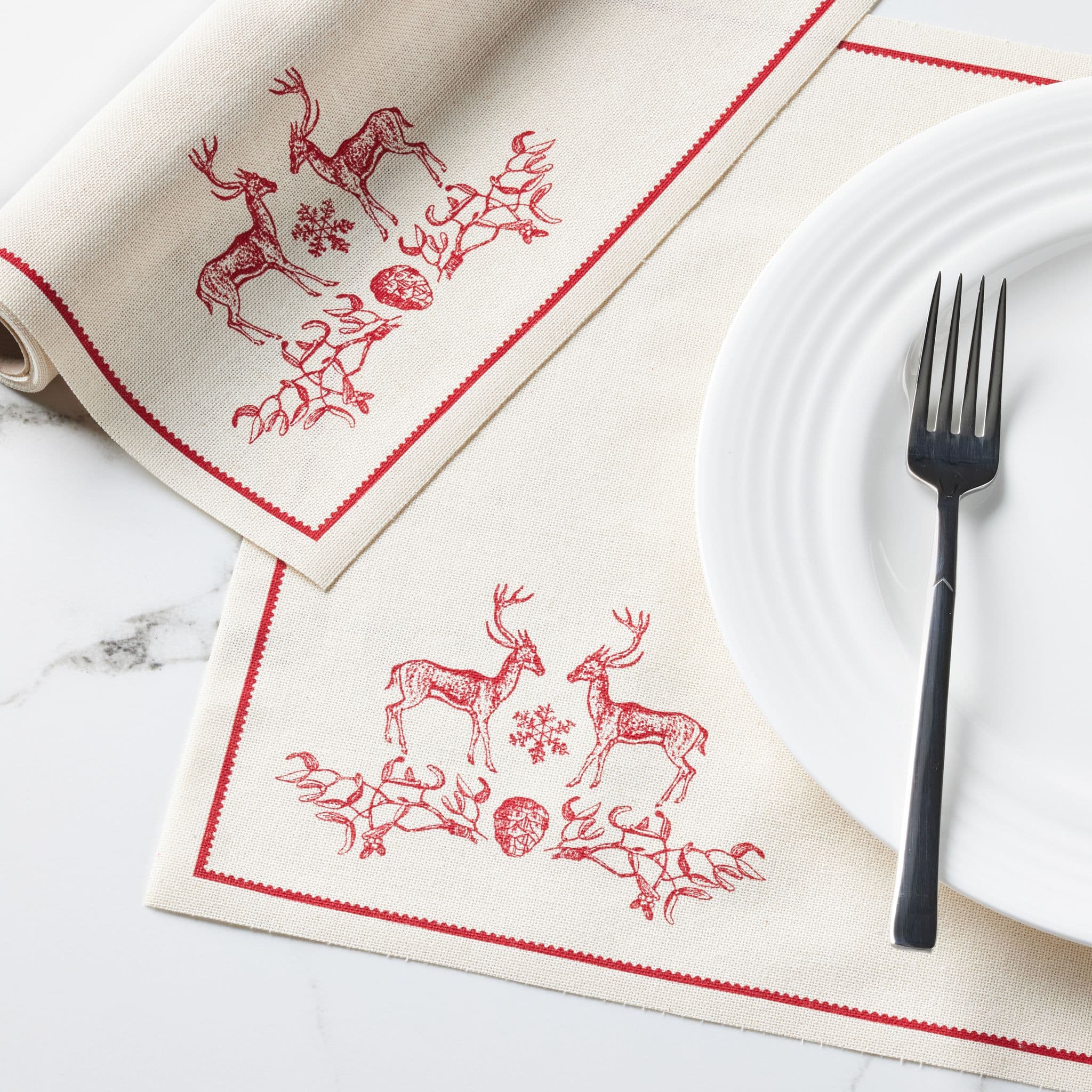 Ceramic Xmas Recycled Cotton Placemats 6 Units