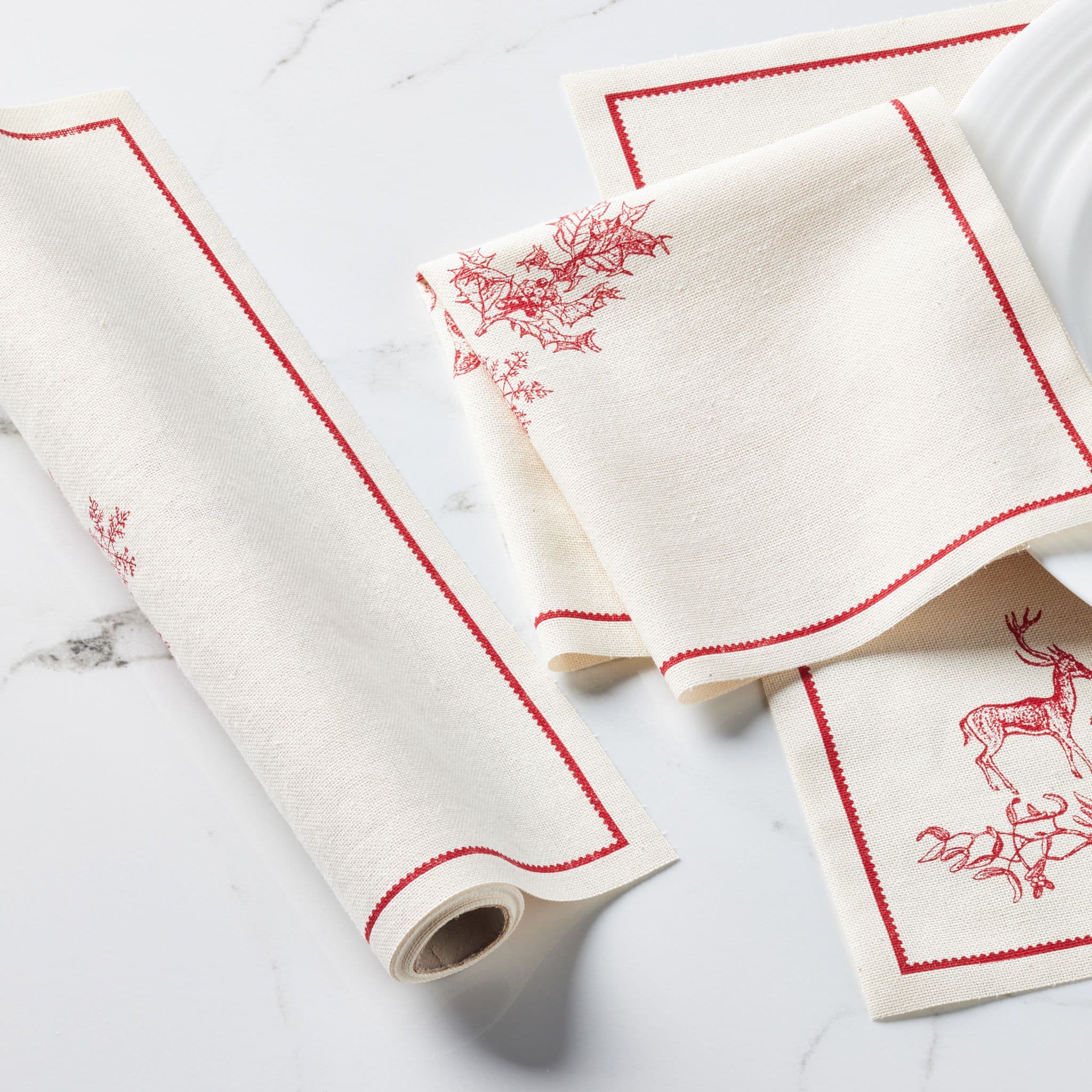 Ceramic Xmas Recycled Cotton Dinner Napkins 6 Units