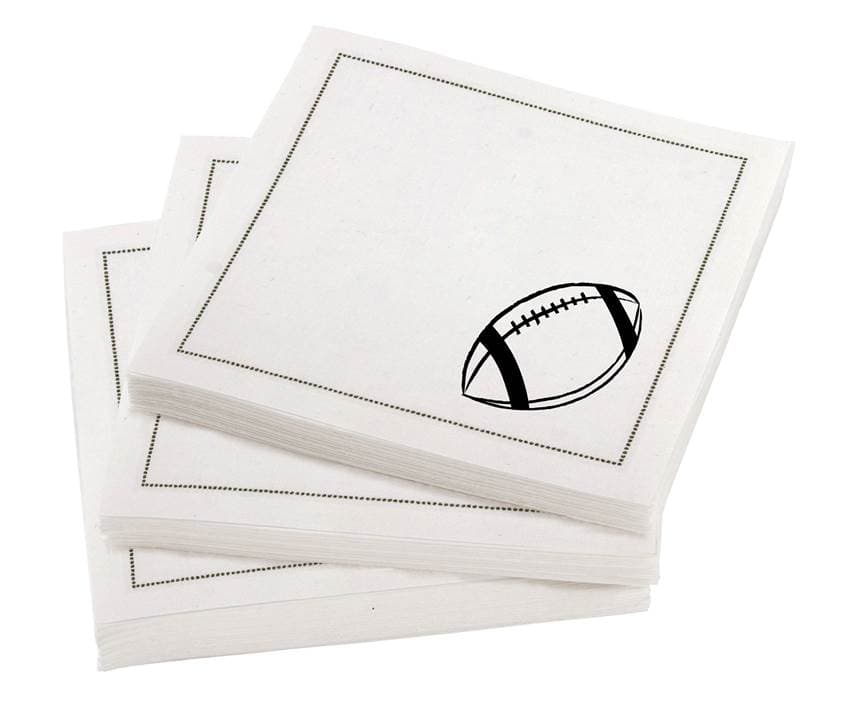 Super Bowl Cocktail Cotton Napkins – B&W Football – 48 Units