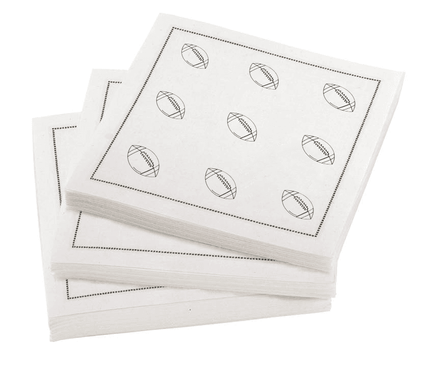 Super Bowl Cocktail Cotton Napkins – B&W Footballs – 48 Units