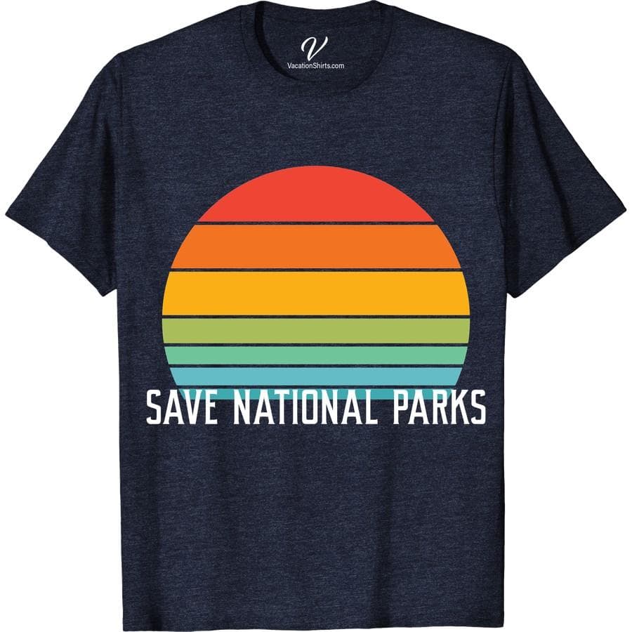 National Parks Tee: Retro Sunset Design, Support Nature