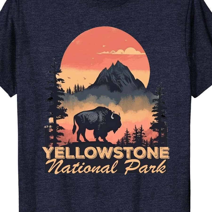 Yellowstone National Park Bison Sunset Tee – Adventure Ready - thumbnail 2