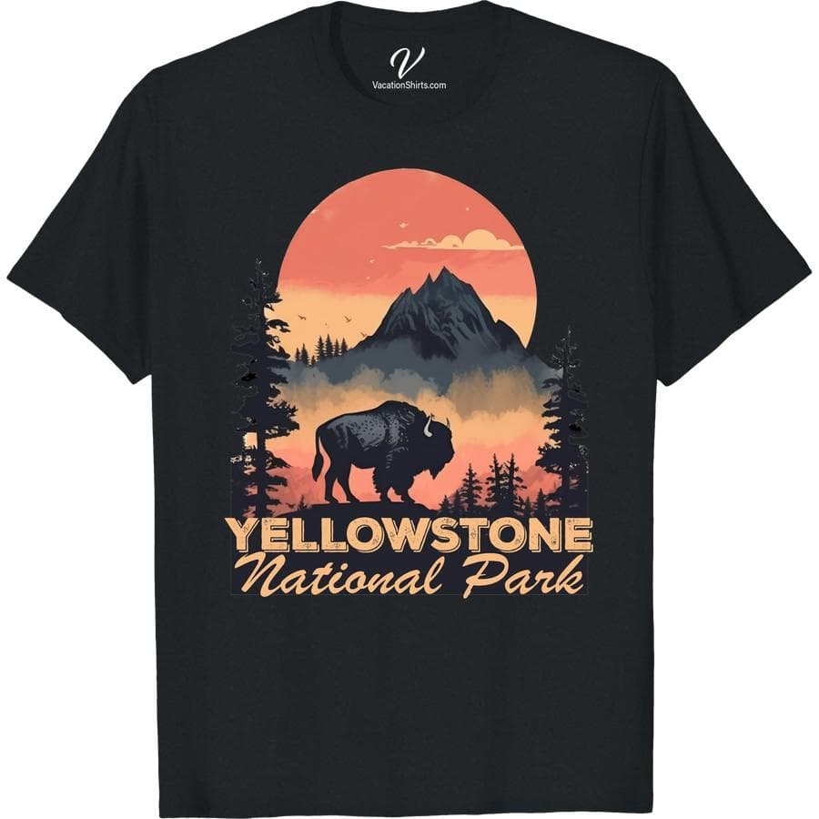 Yellowstone National Park Bison Sunset Tee – Adventure Ready