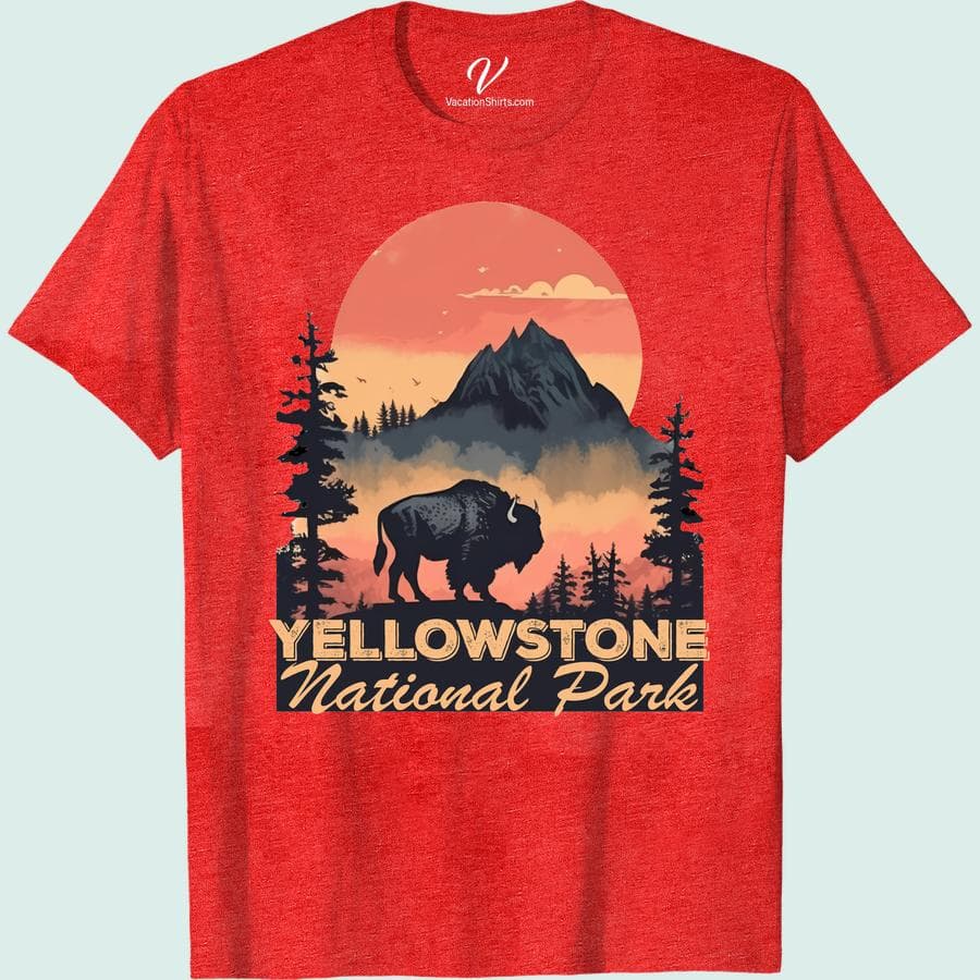 Yellowstone National Park Bison Sunset Tee – Adventure Ready - thumbnail 4