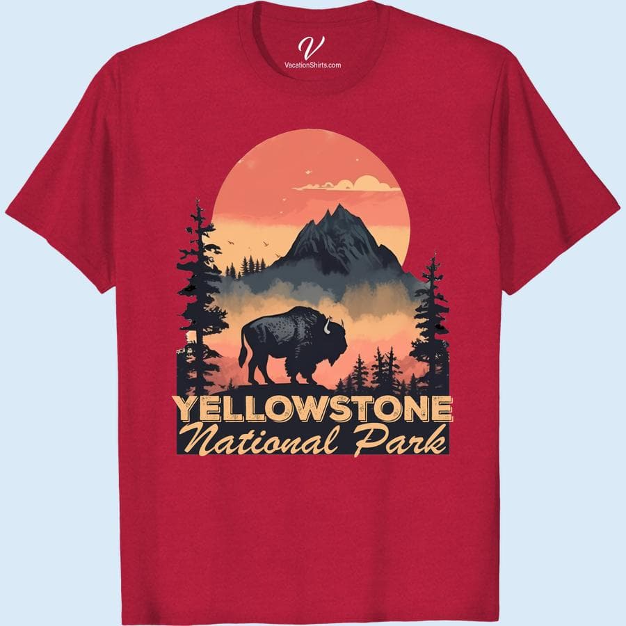 Yellowstone National Park Bison Sunset Tee – Adventure Ready - thumbnail 5
