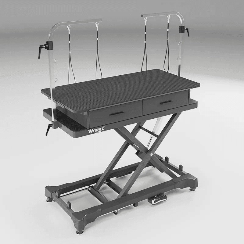 Waggz Store-Range XL 52” Electric Dog Grooming Table with Drawers & Power Outlets (Black)