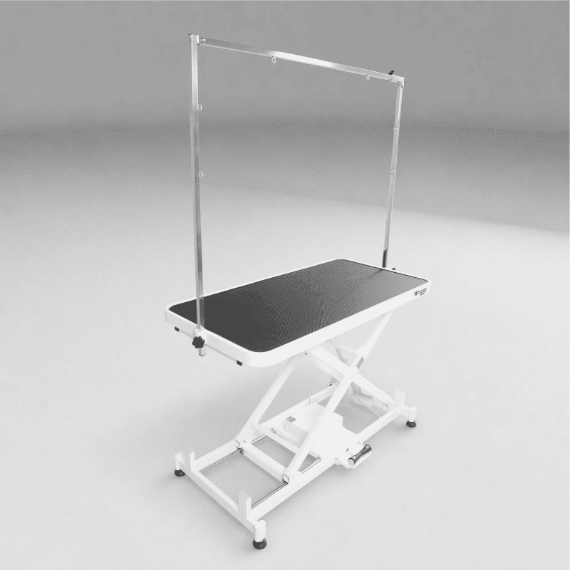 Waggz Step-Low Lite 47” Compact Electric Dog Grooming Table (White)