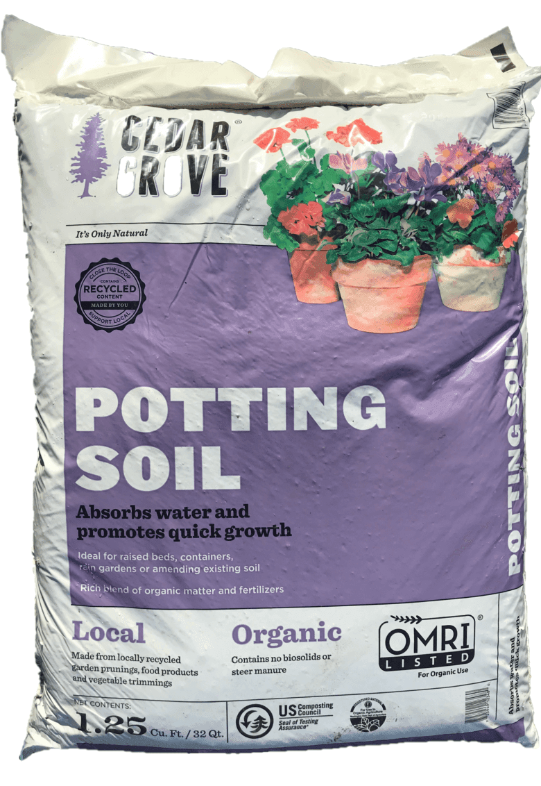 Cedar Grove Potting Soil 1.25 Cubic Foot Bag OMRI Listed for Use in Organics