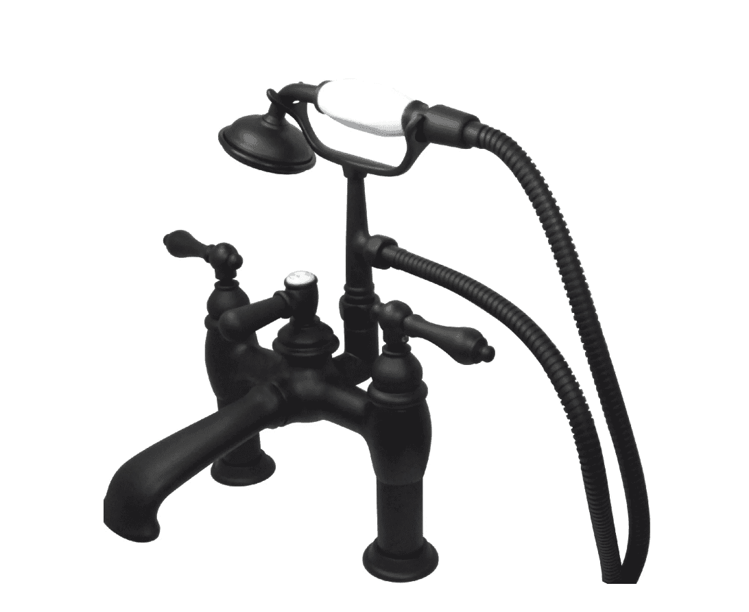 Kingston Vintage CC603T5 Three-Handle 2-Hole Deck-Mount Clawfoot Tub Faucet with Hand Shower, Oil Rubbed Bronze