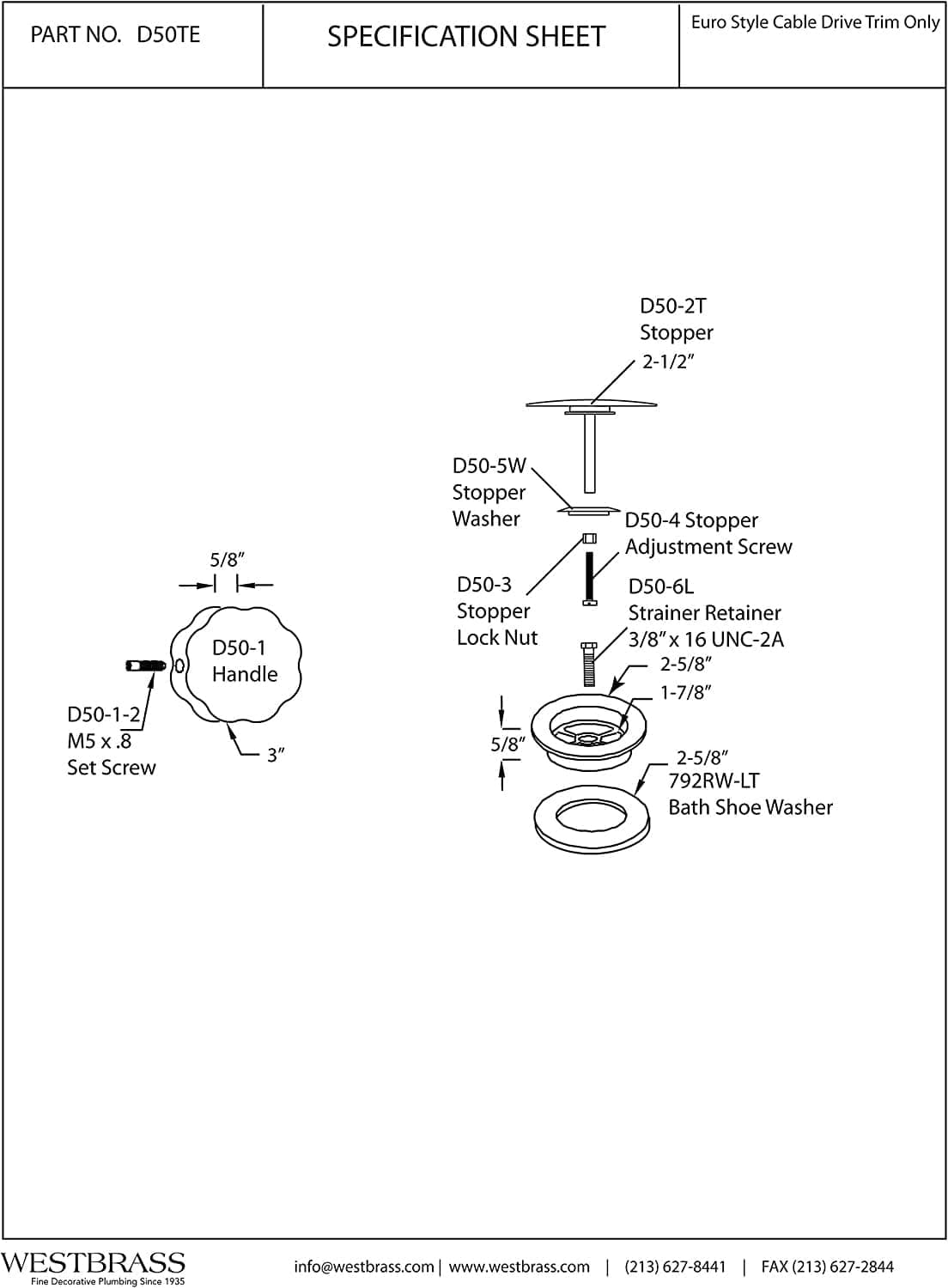 European Style Trim for Cable Drive Bath Waste - thumbnail 2
