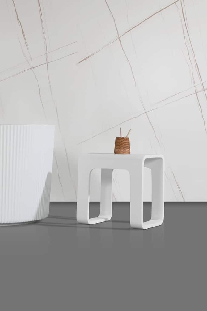 True Solid Surface Bath Stools – Matte White Interior & Exterior 16.9” x 11.81” x 16”