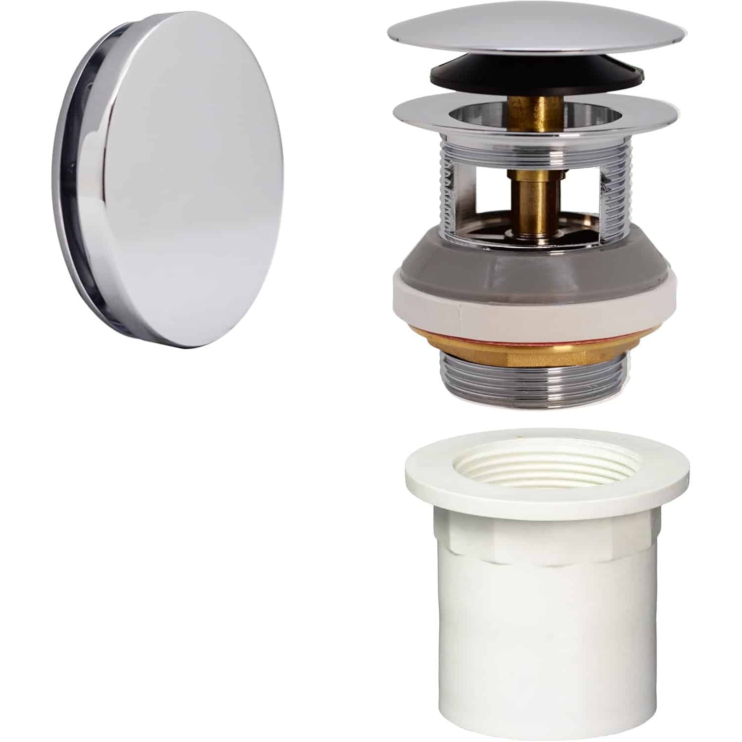 Integrated Overflow Drain Trim Kit with Illusionary No-Hole Overflow and PVC Adapter