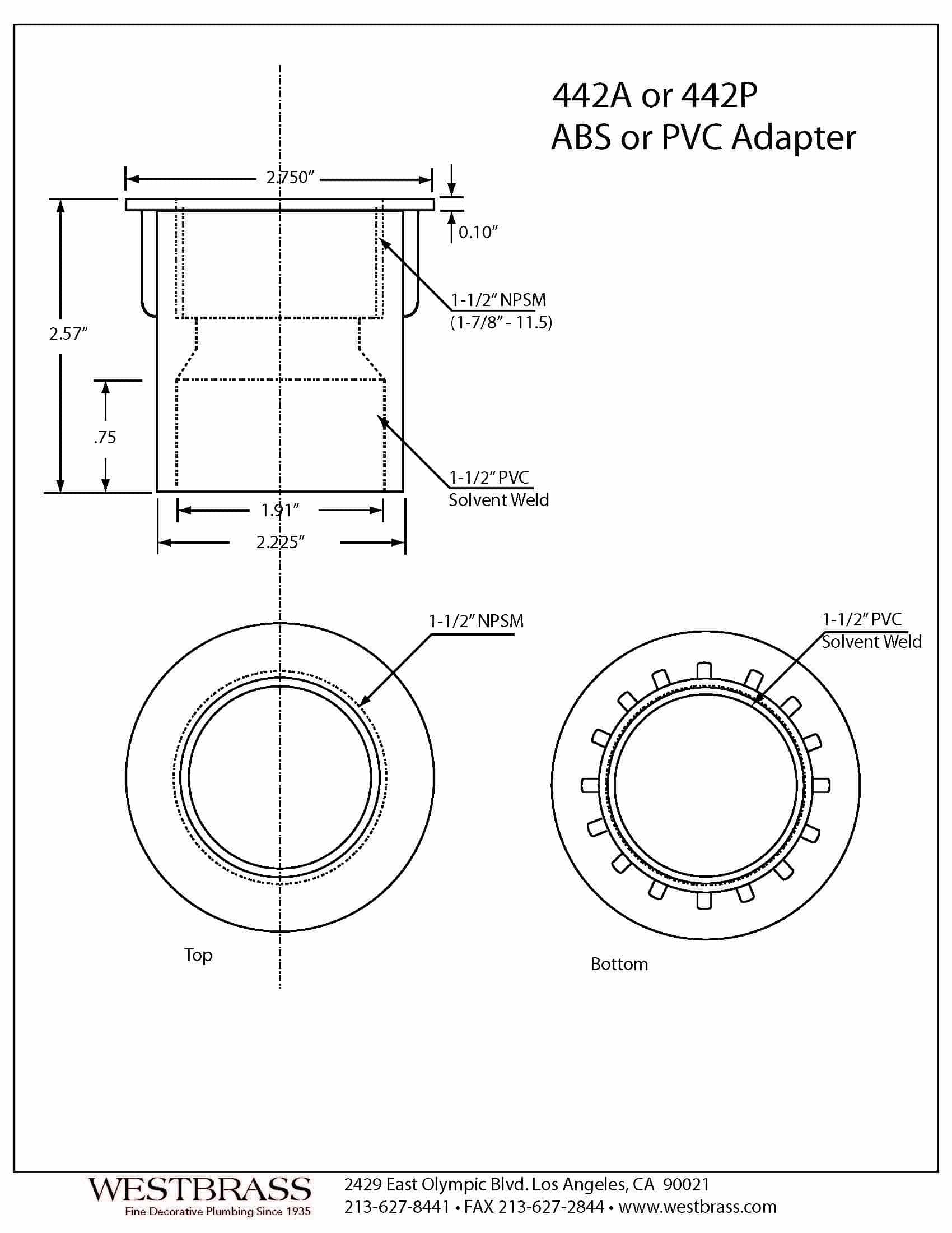 Straight Adapter – 1-1/2” (PVC) - thumbnail 3
