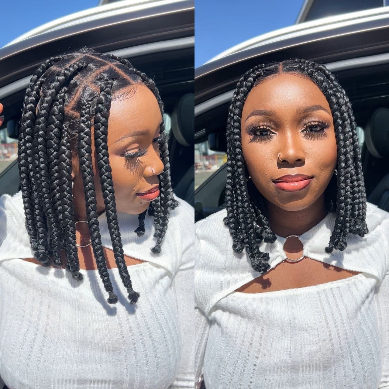 .Short jumbo knotless braids