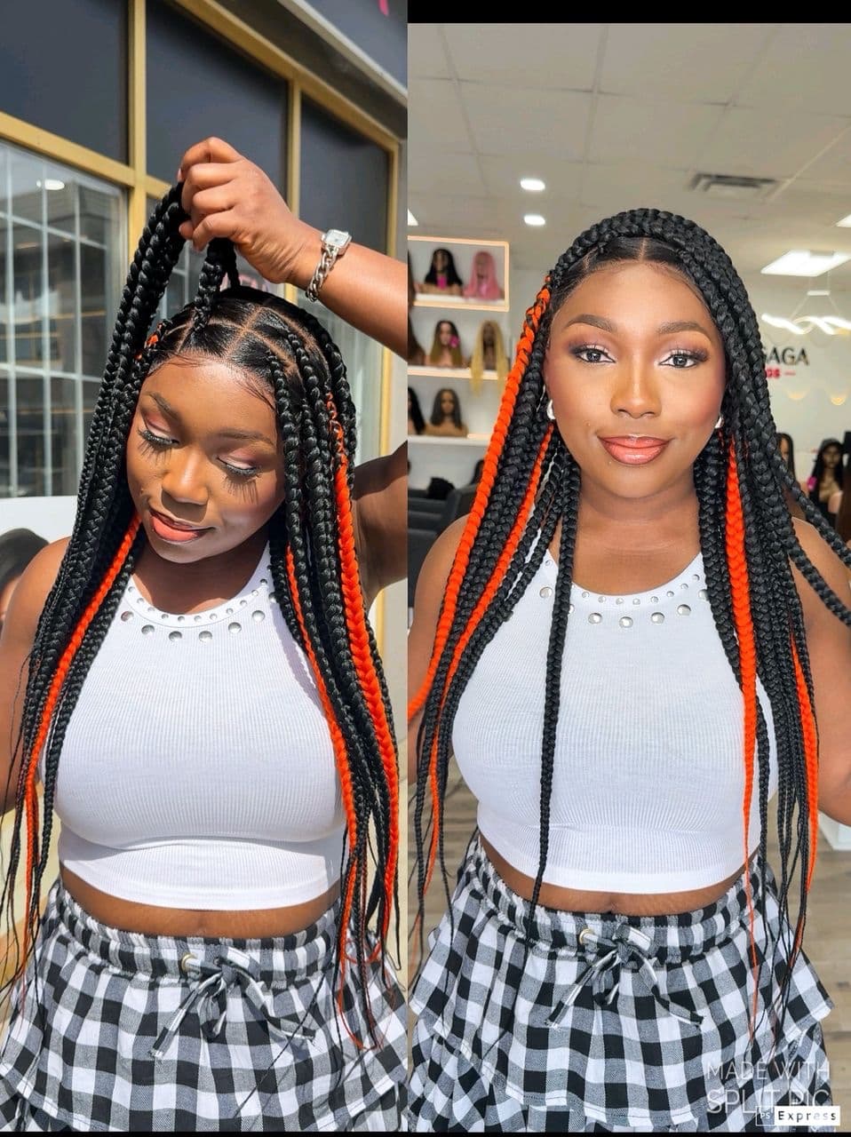 jumbo knotless braids mix color