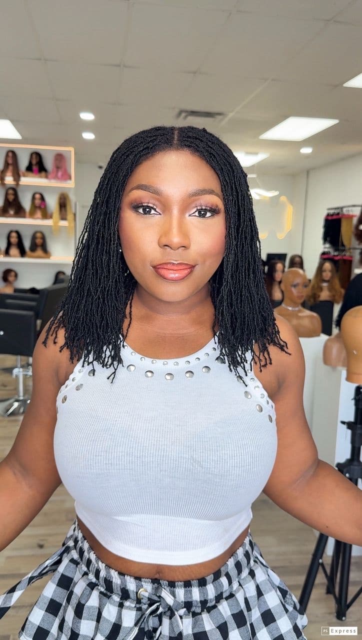 12” human hair Microlocs closure unit