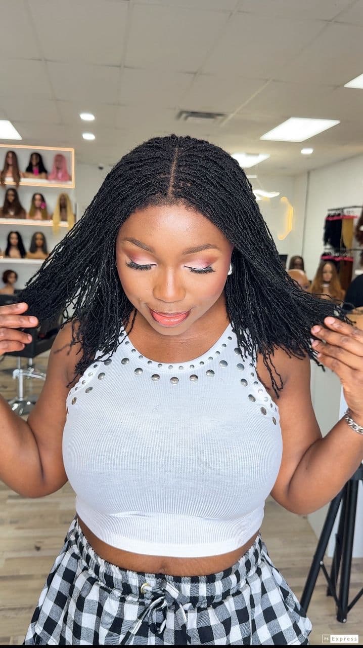 12” human hair Microlocs closure unit - thumbnail 3