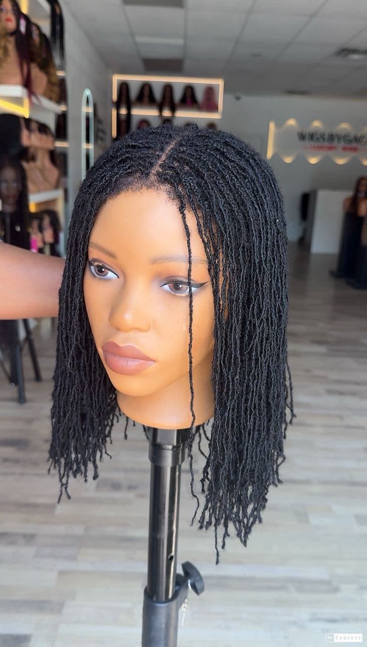 12” human hair Microlocs closure unit - thumbnail 2
