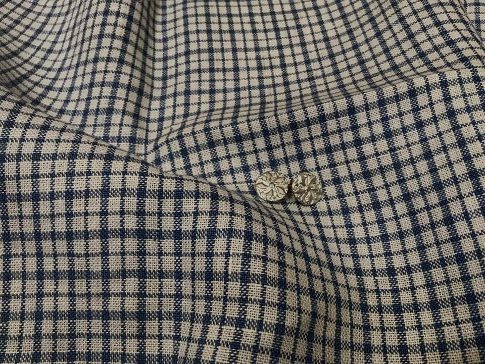 Blue & White Check Linen, WLG 181