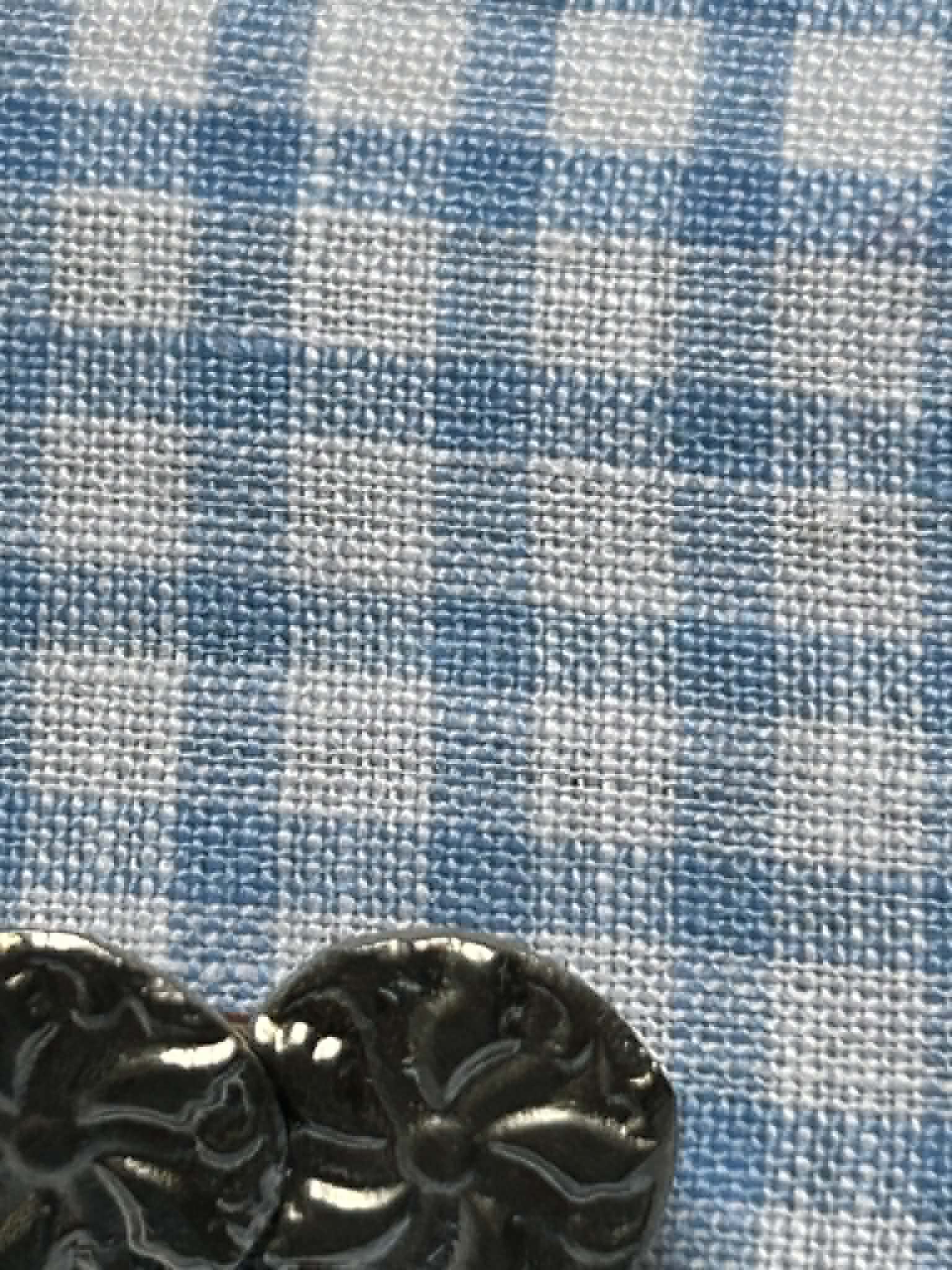 Light Blue & White Check Linen, WLN 701 - thumbnail 2