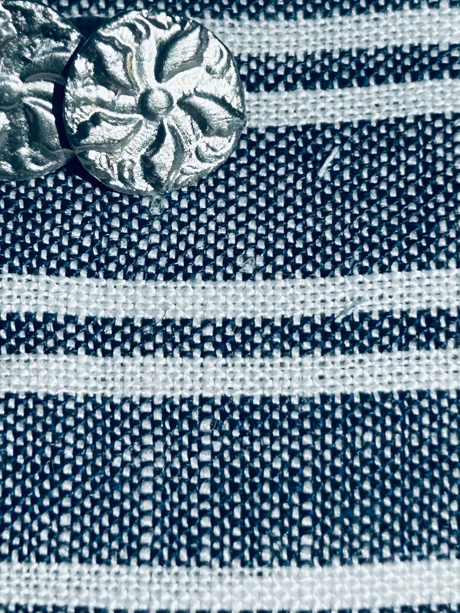 Dark Indigo Blue & White Stripe Linen, WLN 703 - thumbnail 2