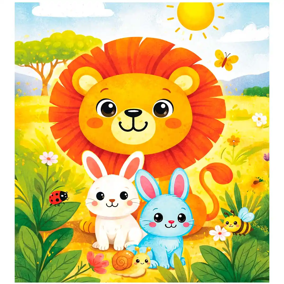 Wooden Puzzle 20 Little Lion and Bunnies