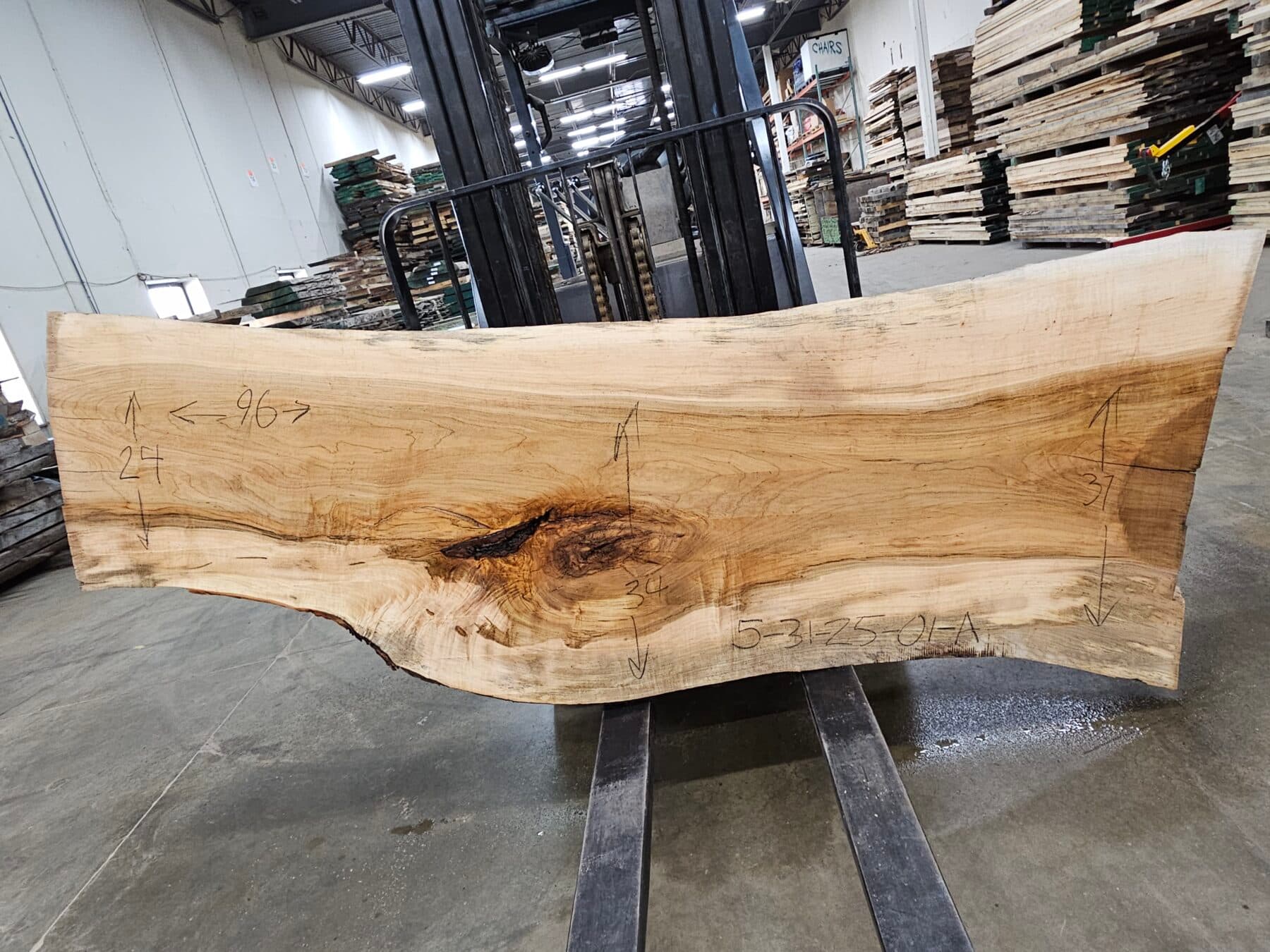 Silver Maple Natural Edge Slab #5-31-25-01
