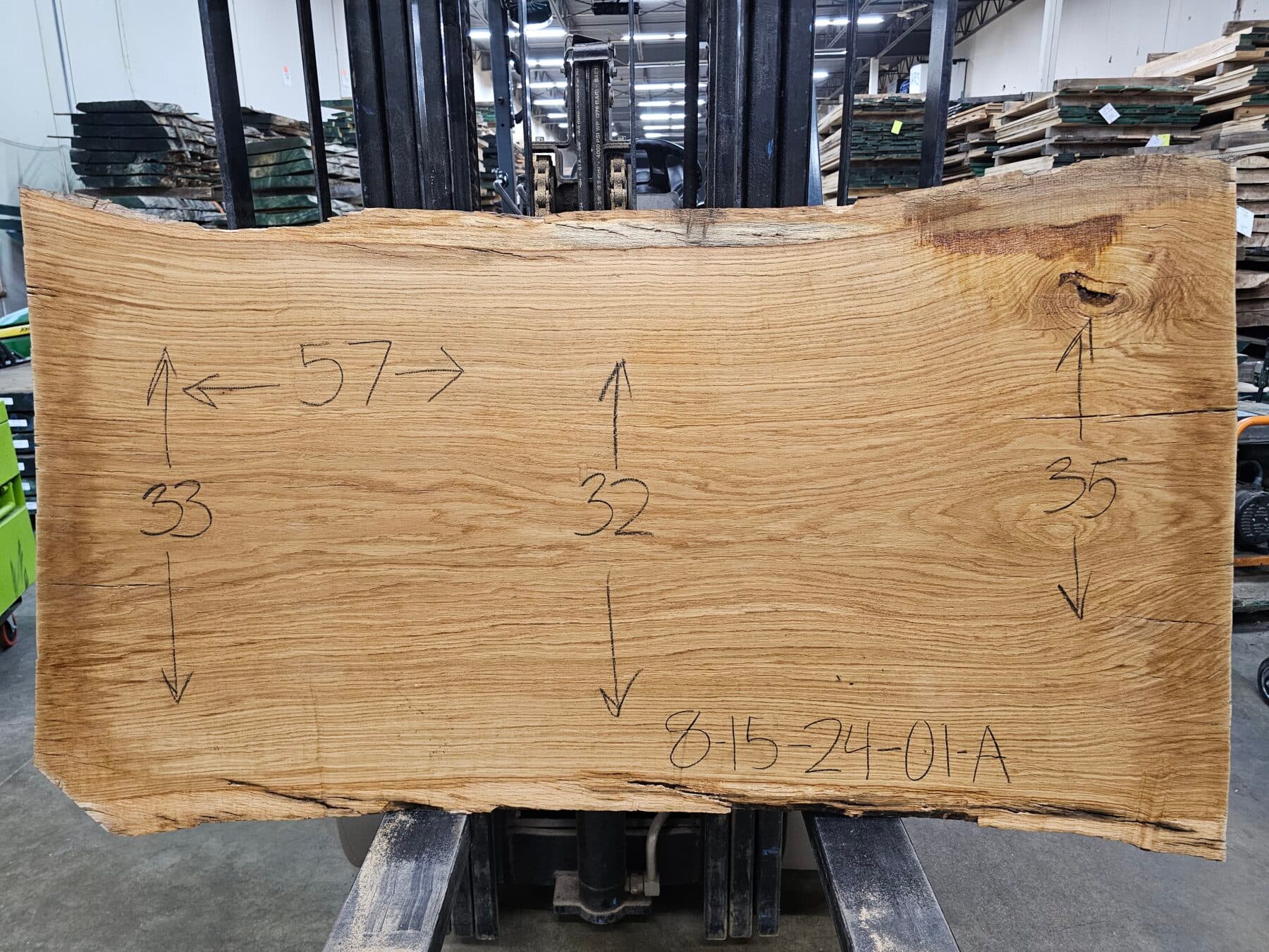 White Oak Natural Edge Slab #8-15-24-01