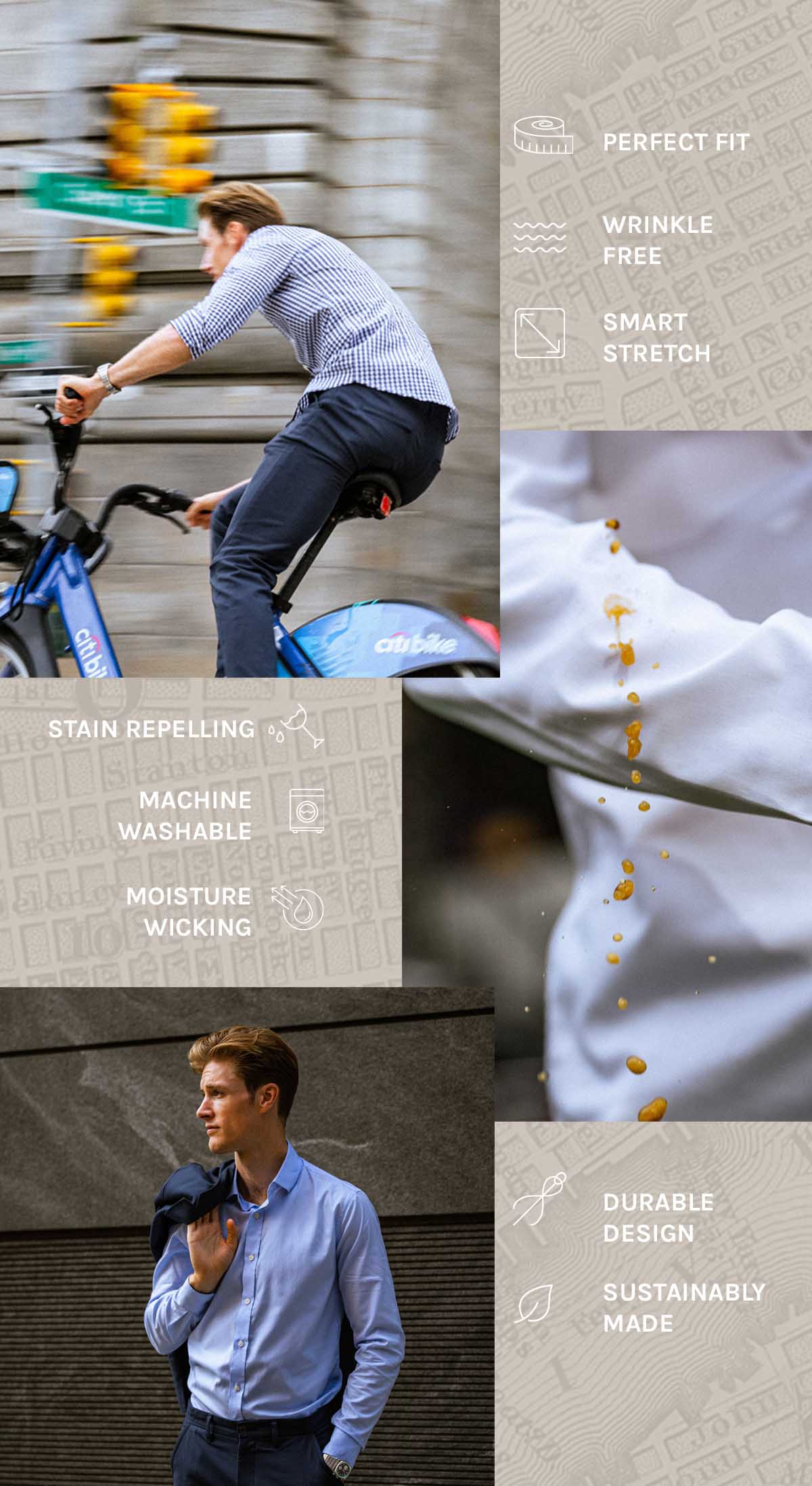 Light Blue Houndstooth Stain Resistant Performance Shirt - thumbnail 5