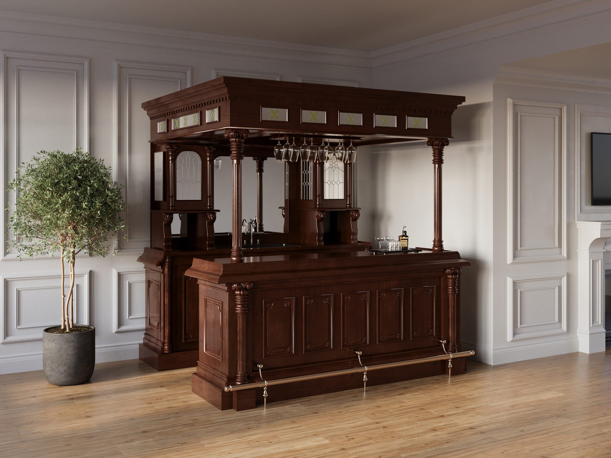Wooden Home Bar that Combines Victorian Charm with Modern Sophistication – Bar WNL204