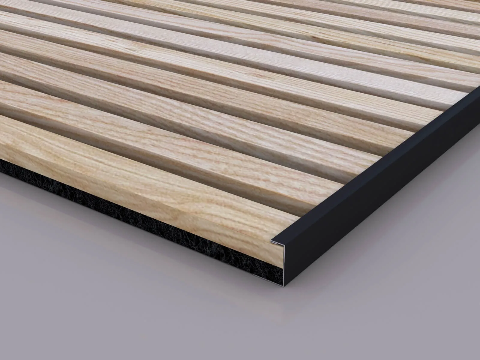 Black Metal Edge Trim for Wood Slat Wall Panels