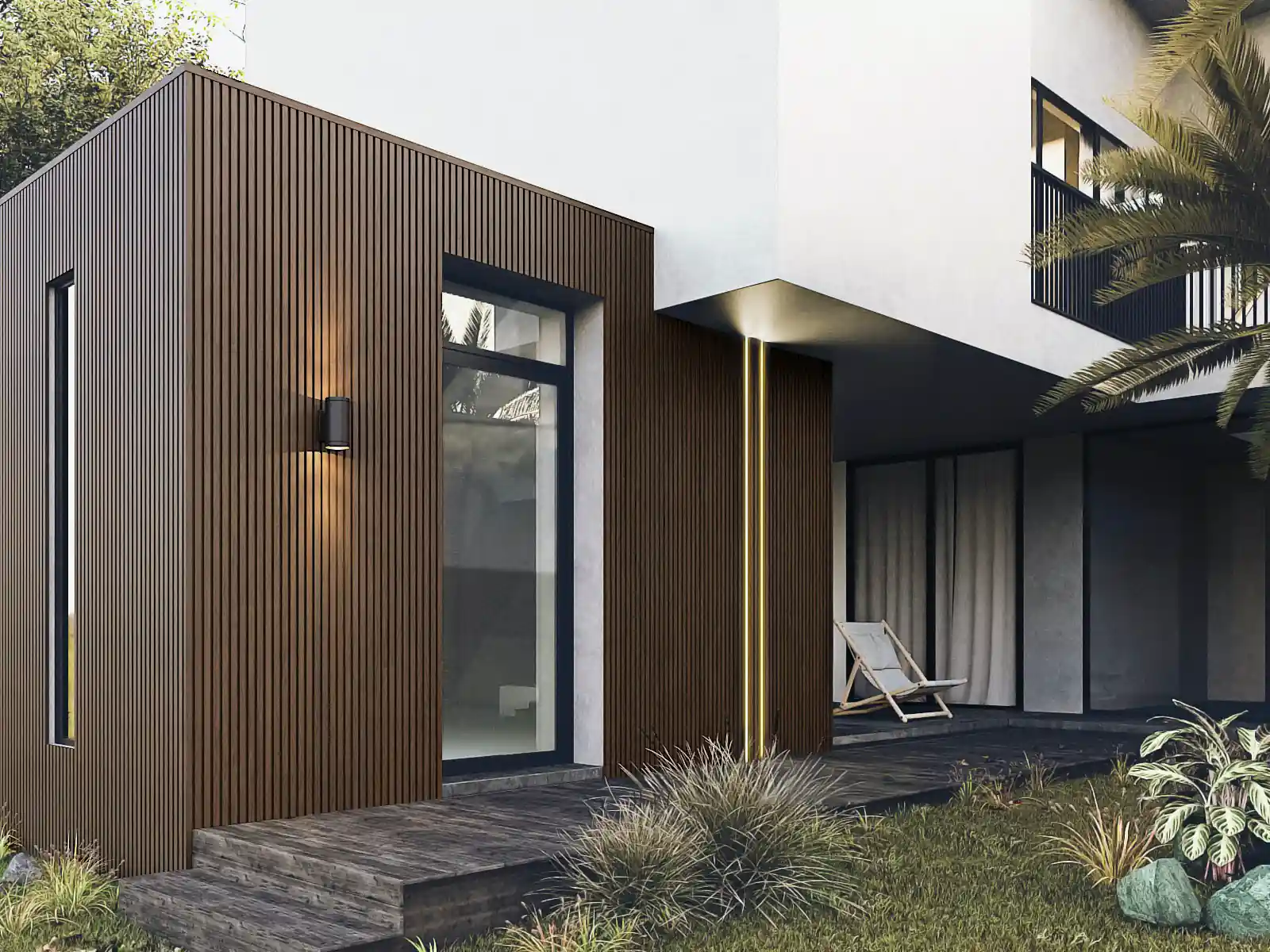 Walnut Exterior Slat Wall Panels