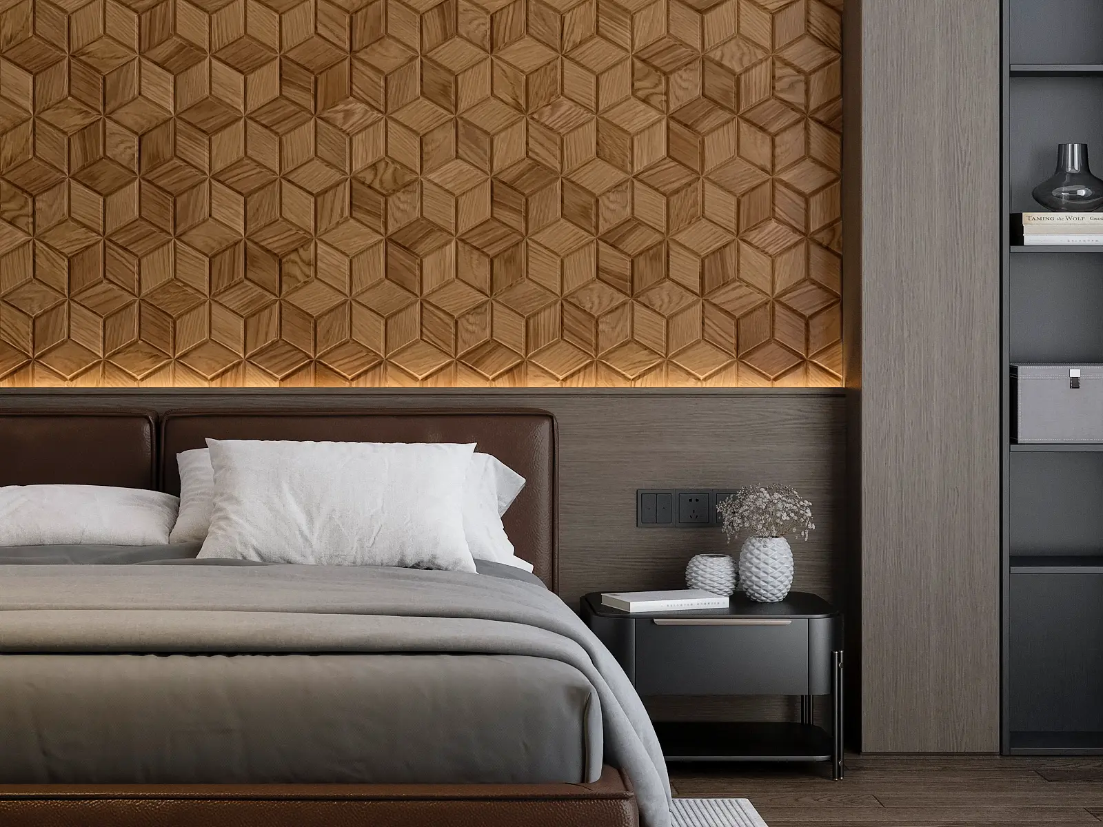 White Oak 3D Hexagon Wood Panels