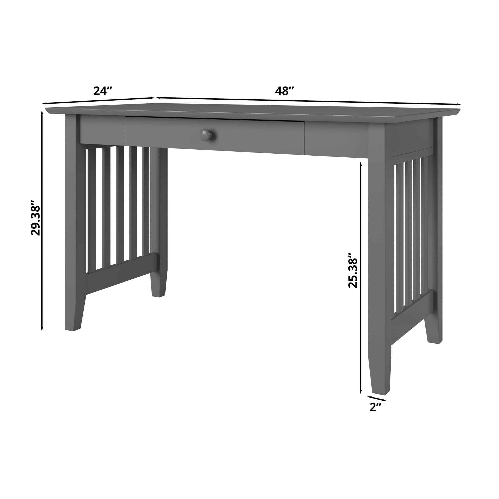 Mission Solid Wood Writing Desk with Drawer in Grey - thumbnail 10