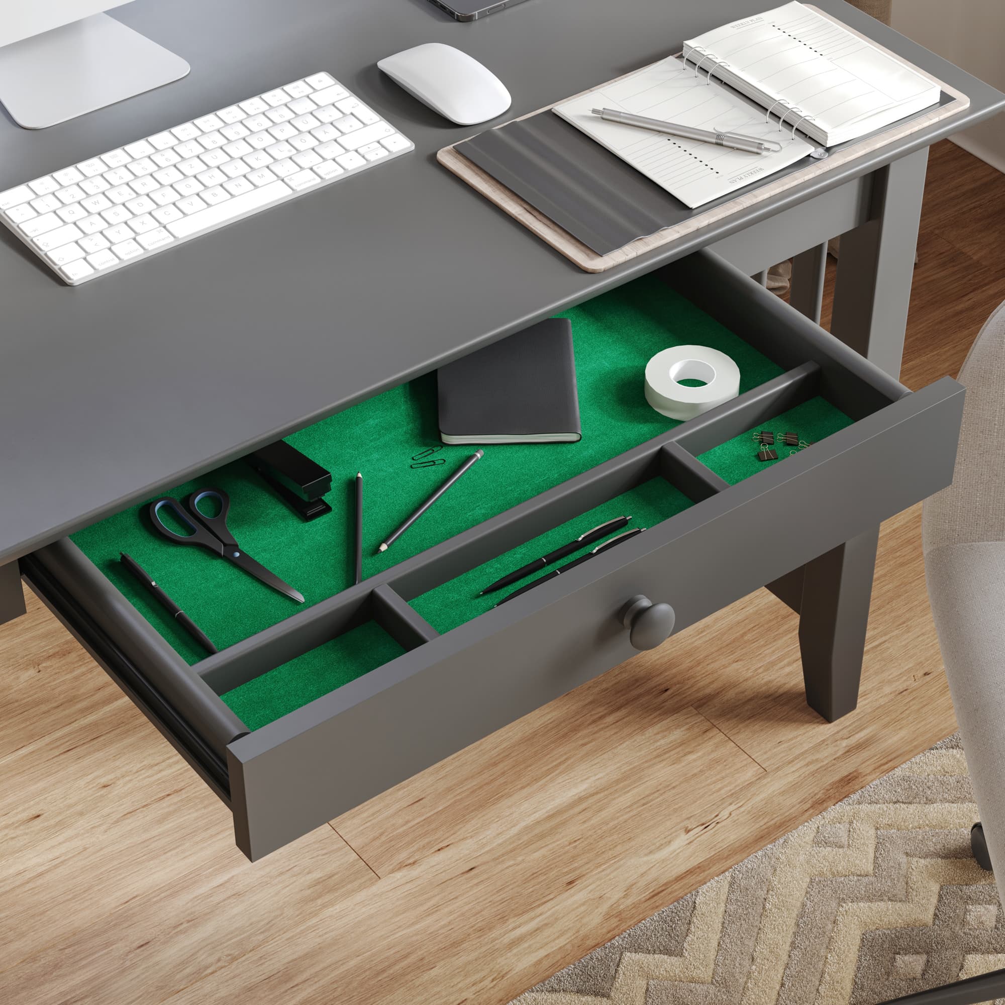 Mission Solid Wood Writing Desk with Drawer in Grey - thumbnail 5