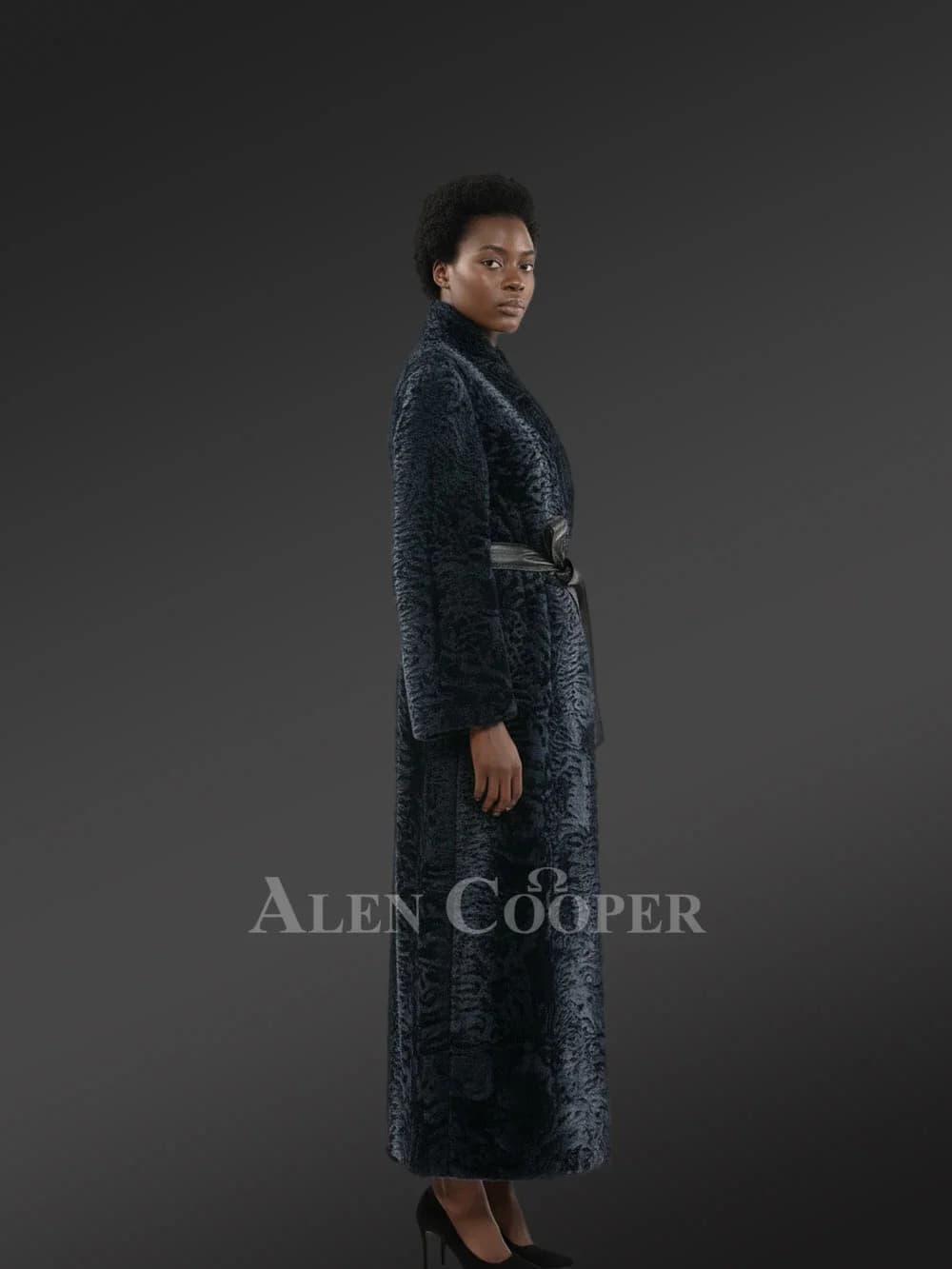Women’s Persian Lamb Robe with Belt - thumbnail 2