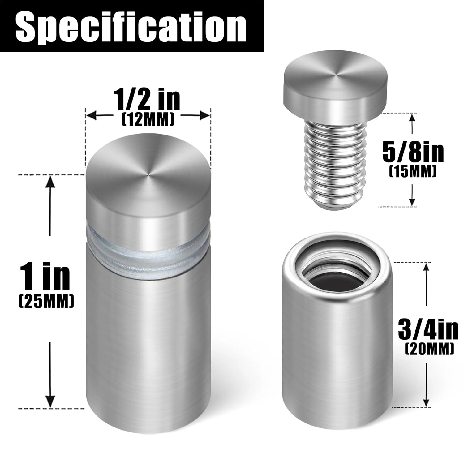 8 Pcs Sign Standoff Advertising Screws - thumbnail 2