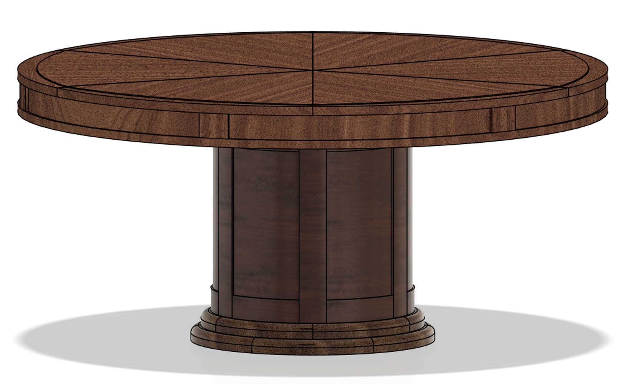 Walnut round expanding Jupe table with rotating apron - thumbnail 9