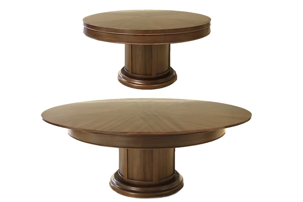 Black Walnut Round Expanding Jupe Table with Rotating Apron