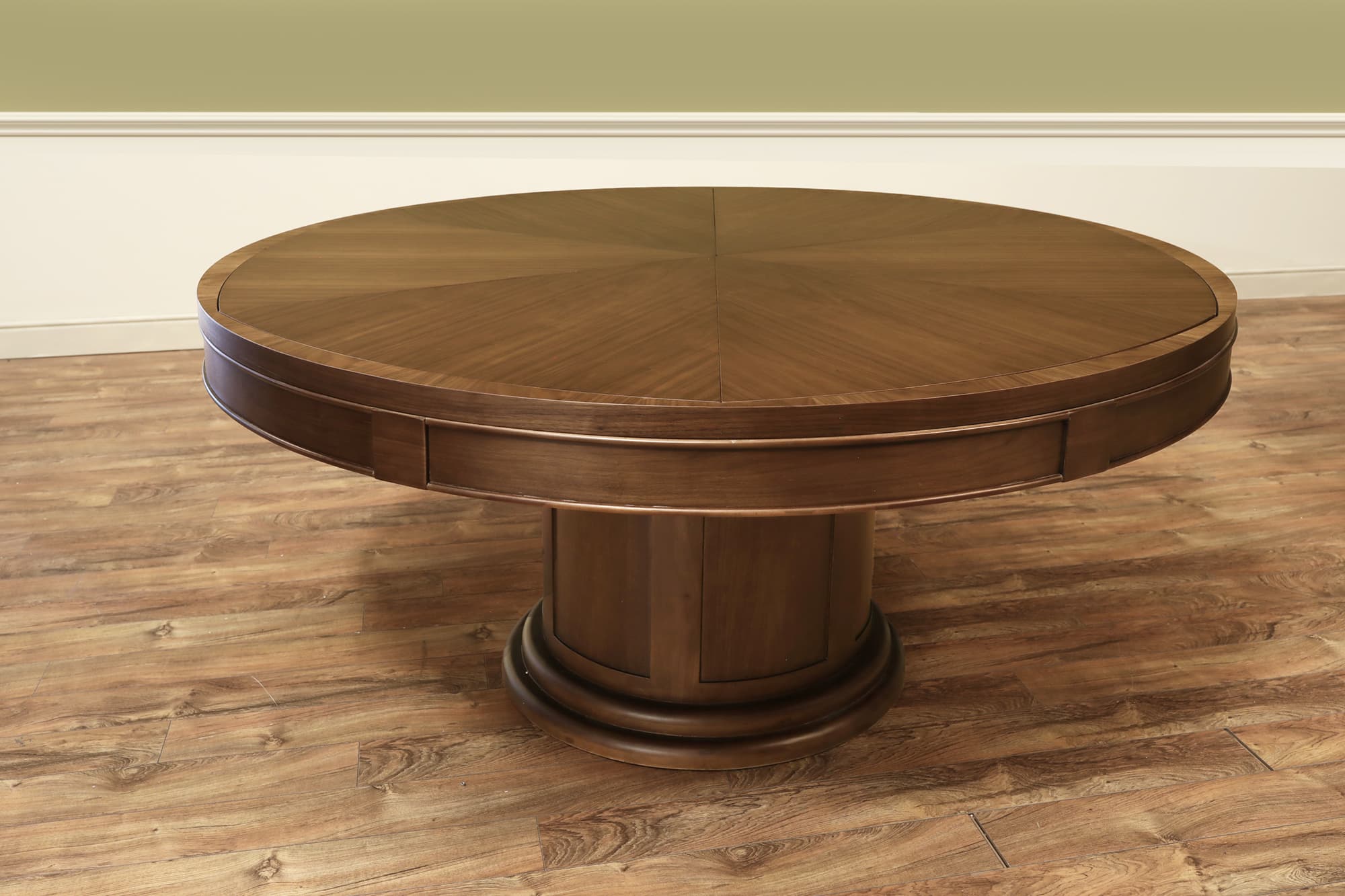Black Walnut Round Expanding Jupe Table with Rotating Apron - thumbnail 5