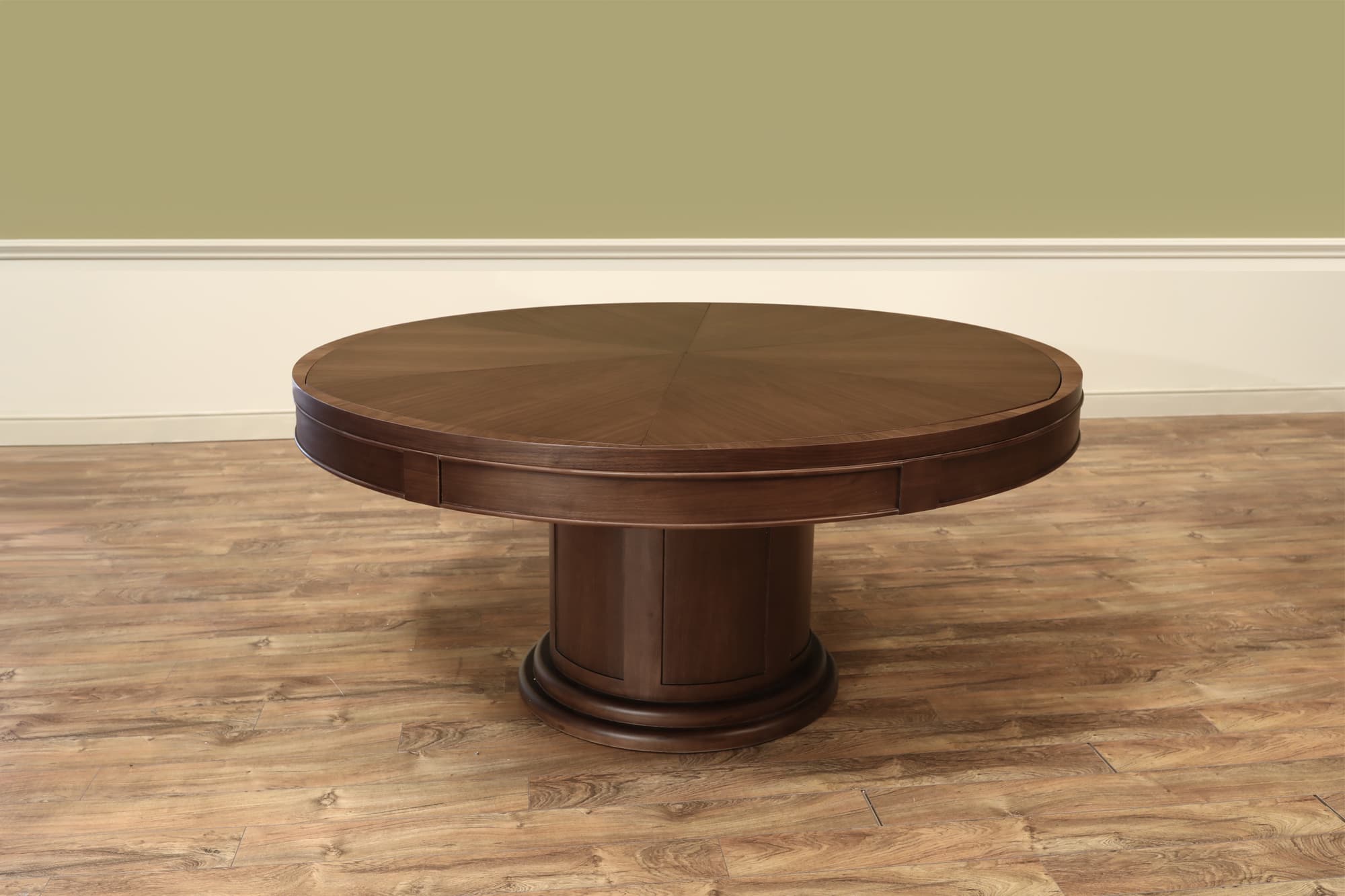 Black Walnut Round Expanding Jupe Table with Rotating Apron - thumbnail 3