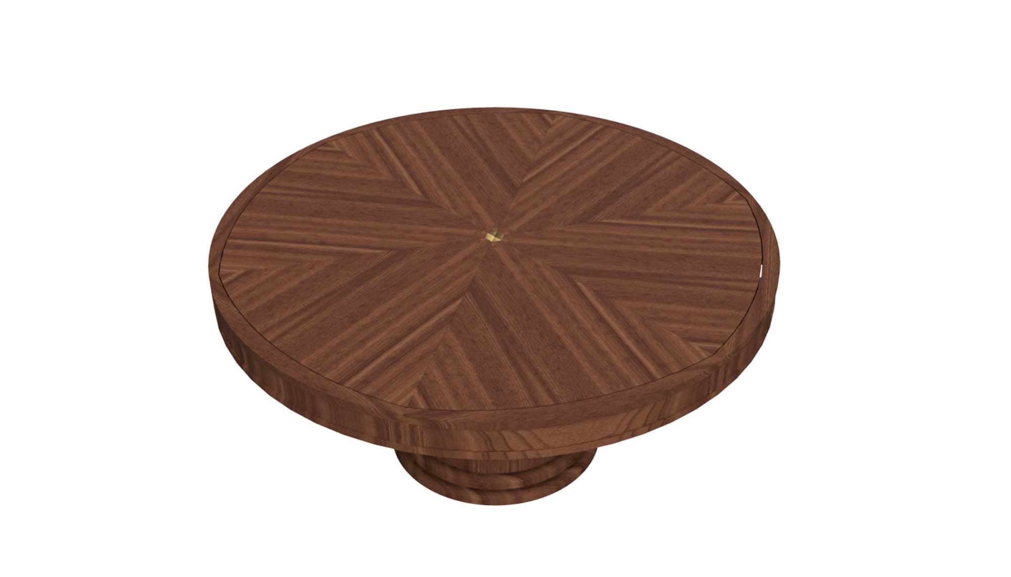 Walnut round expanding Jupe table with rotating apron - thumbnail 6