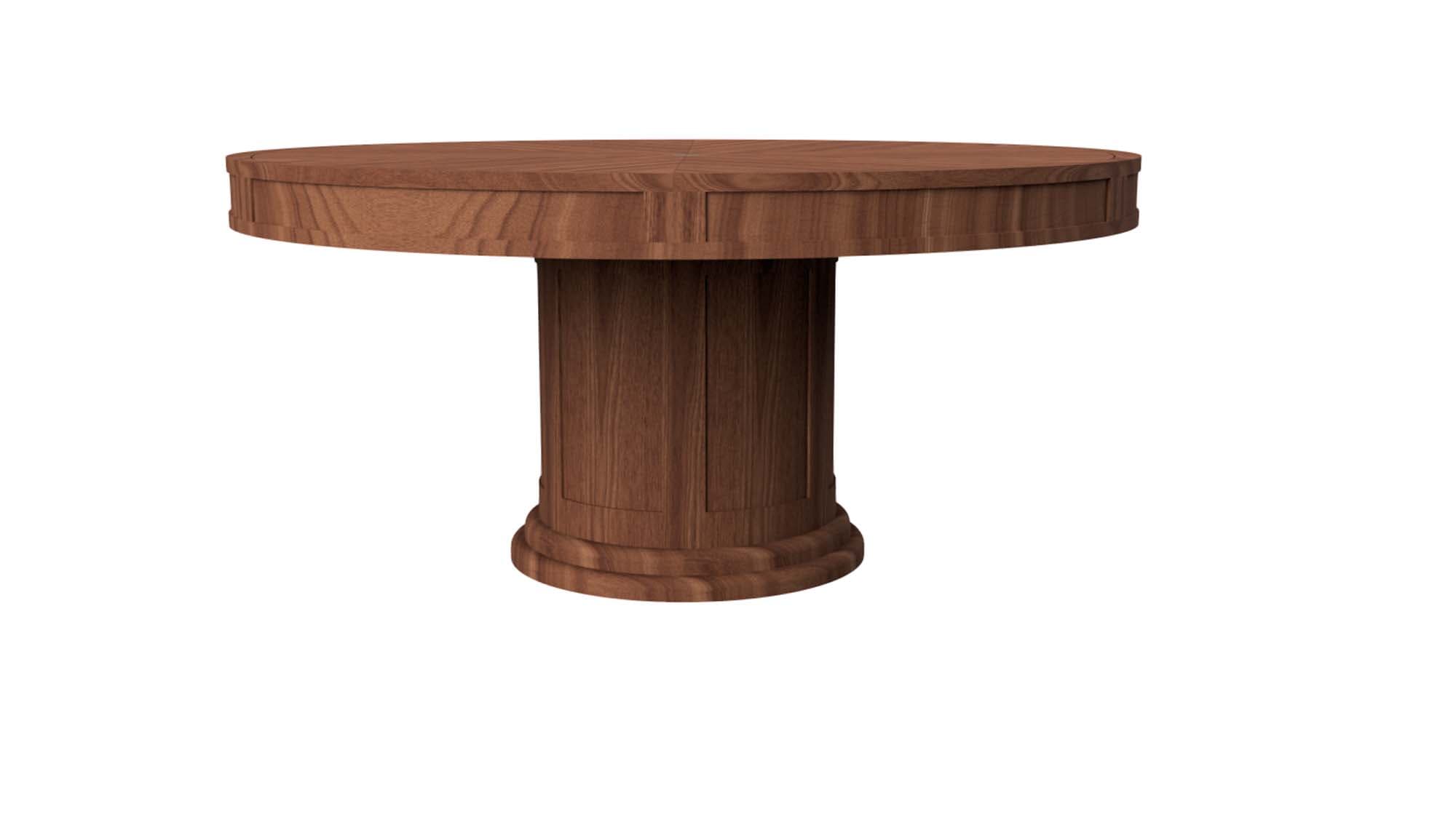 Walnut round expanding Jupe table with rotating apron - thumbnail 5