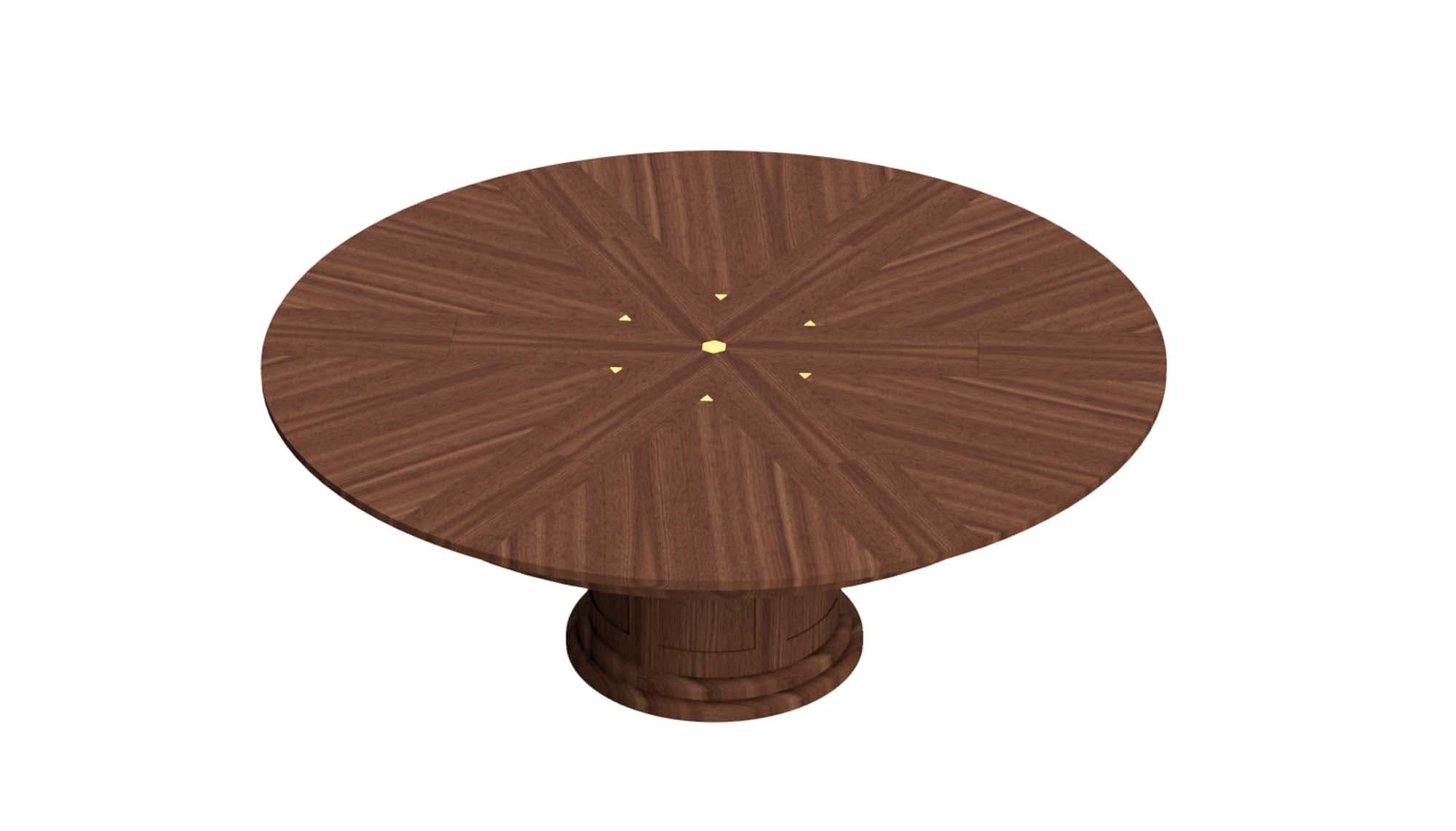 Walnut round expanding Jupe table with rotating apron - thumbnail 7