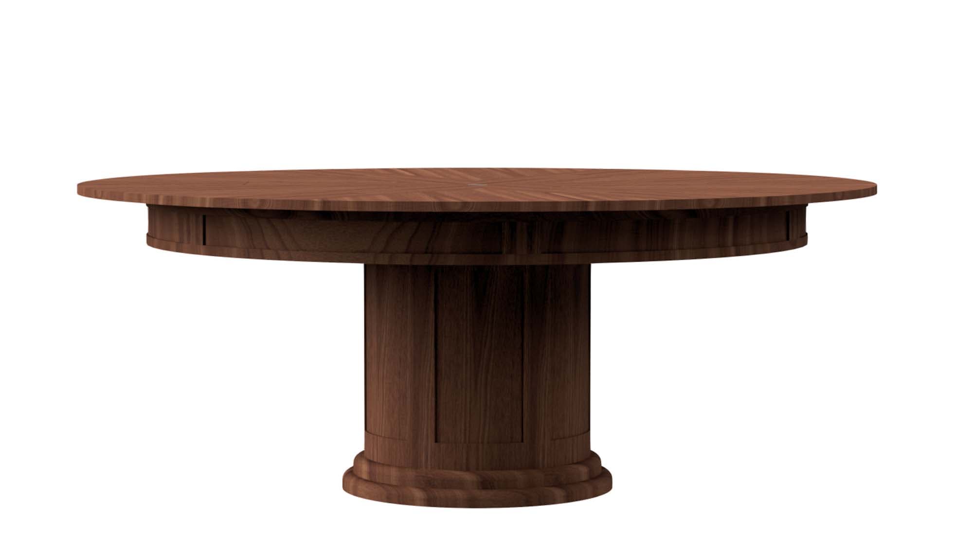 Walnut round expanding Jupe table with rotating apron - thumbnail 2