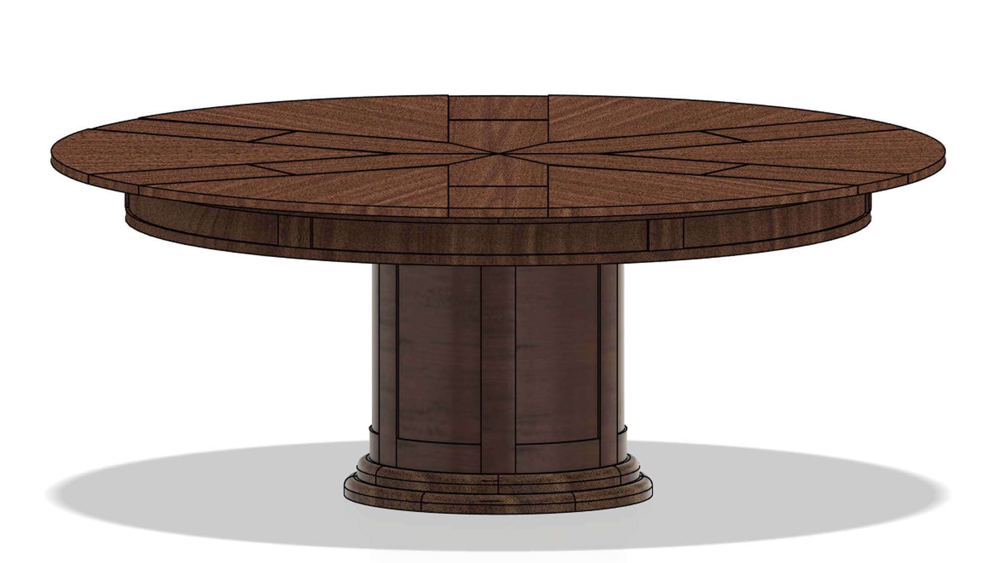 Walnut round expanding Jupe table with rotating apron - thumbnail 10