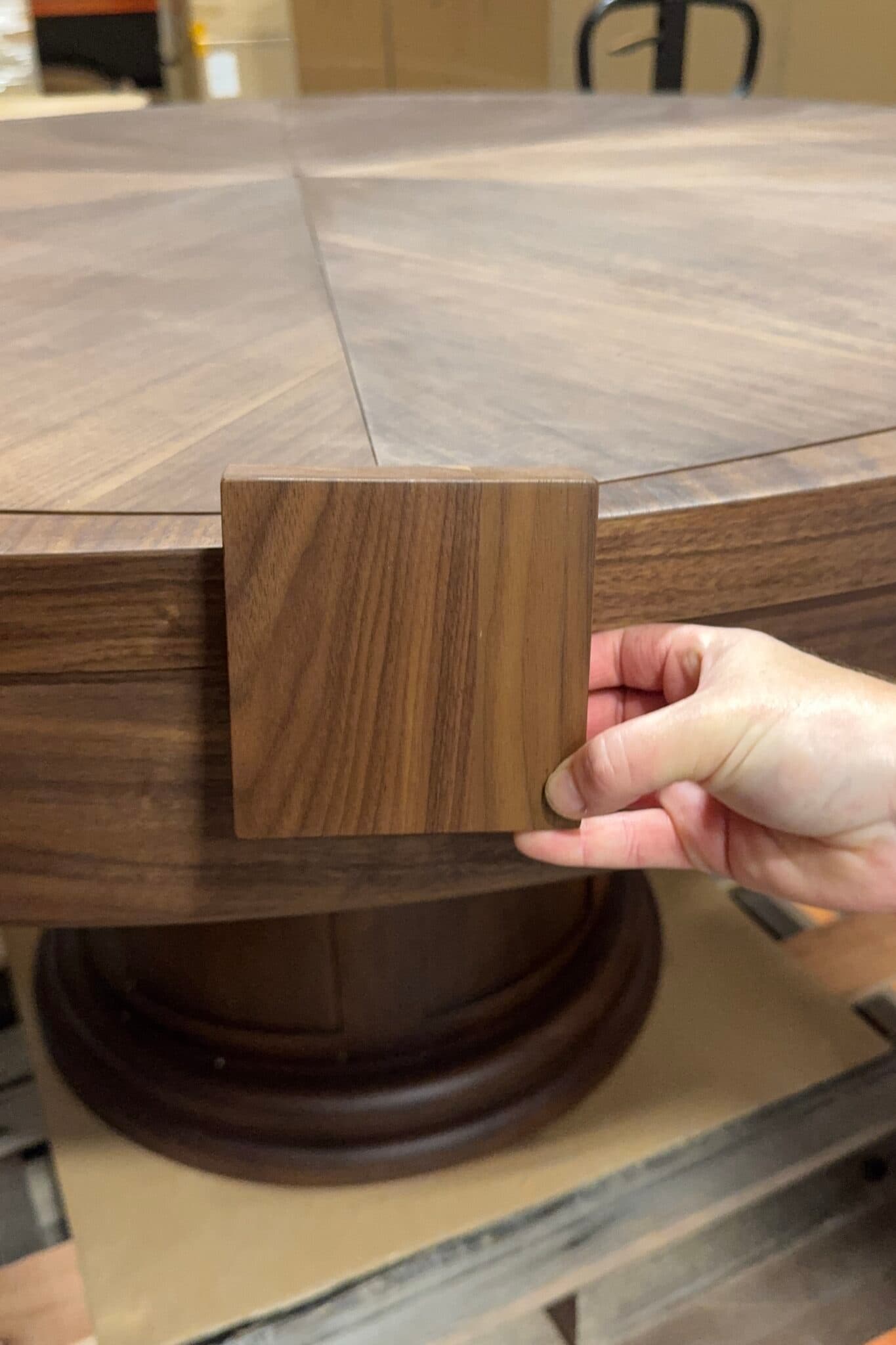 Black Walnut Round Expanding Jupe Table with Rotating Apron - thumbnail 7