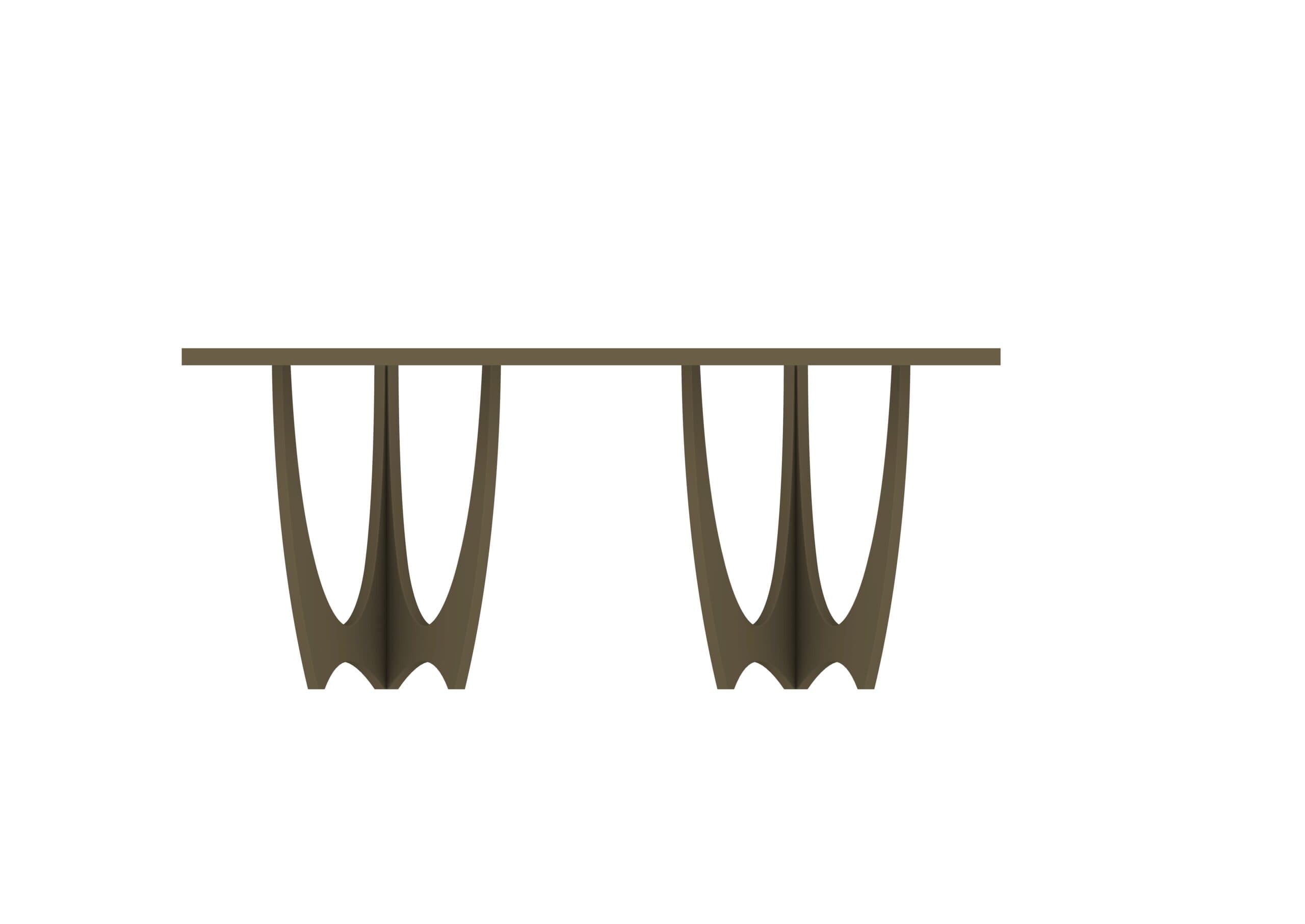 Black Walnut Modular Square Dining Tables with Arched Pedestal Bases-5PC - thumbnail 4
