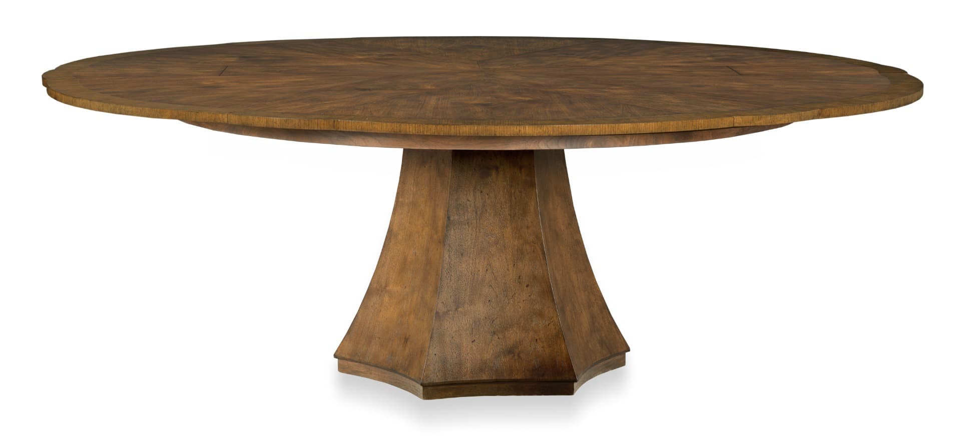 Round Expanding Dining Table with Oak and Walnut Veneer - thumbnail 2