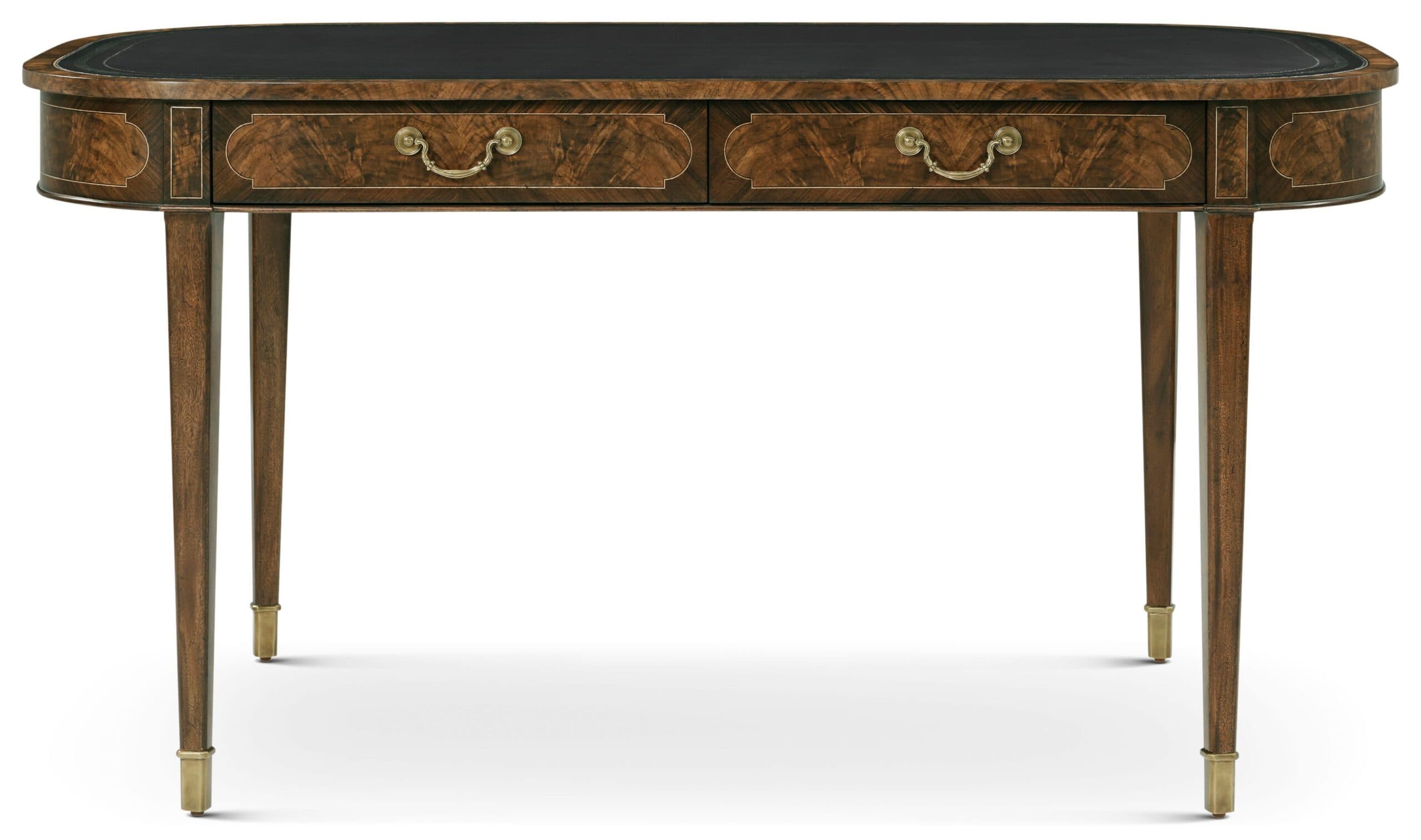 Walnut Writing Table with Crotch Veneer and Pedestal Base - thumbnail 2